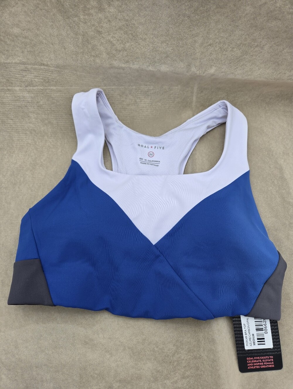 NWT Medium Goal Five Workout Exercise Bra Top Racer Back Blue